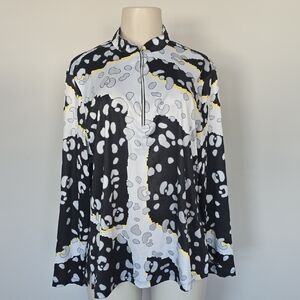 Simplicite by Jamie Sadock black/silver/yellow long sleeve top-XL